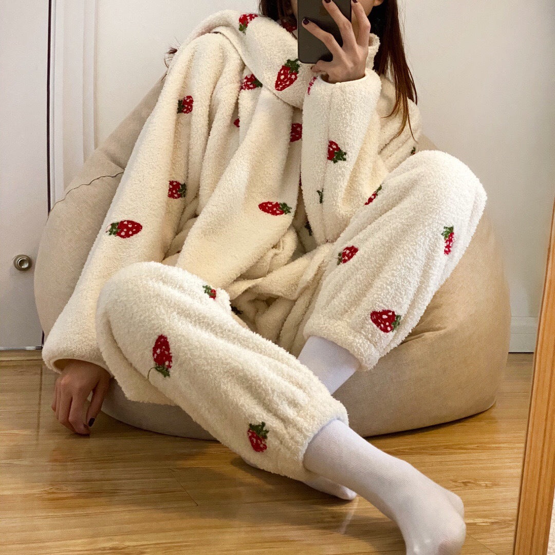 Strawberry milkshake three-piece pajamas