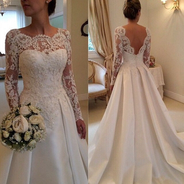 Women's Lace Long-sleeve Hollow-out Dress