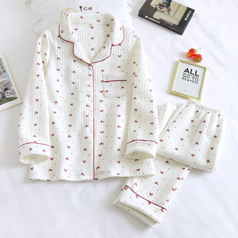 Three-layer Warm Pajamas Suit Ladies