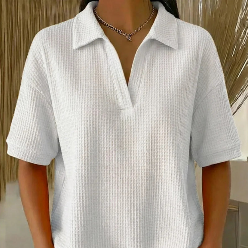 Women's Long-sleeved Top Loose Lapels Polo Shirt