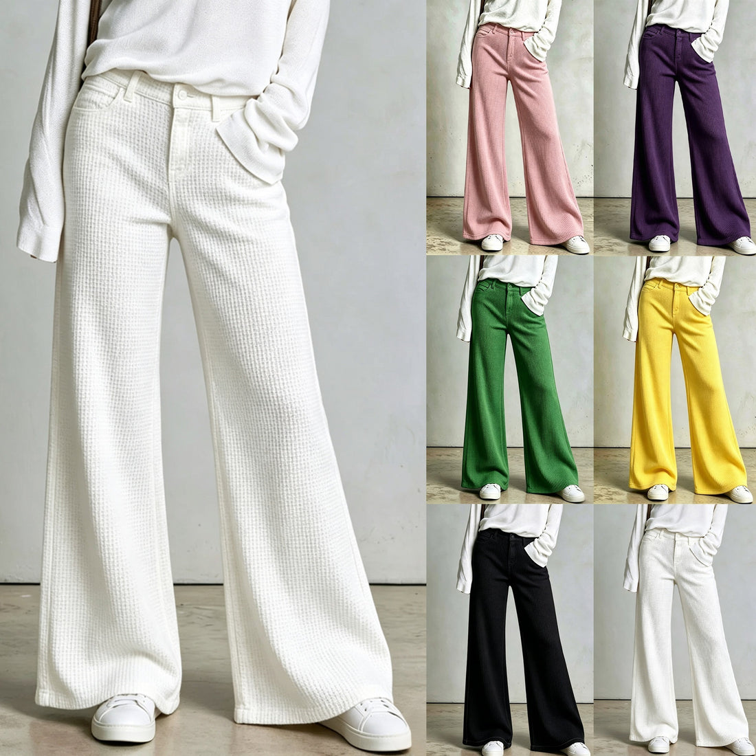 2026 Women's Fall Winter New Collection Macadamia - Loose-fit Relaxed-fit, Straight-leg Pants With A Macadamia Pattern.