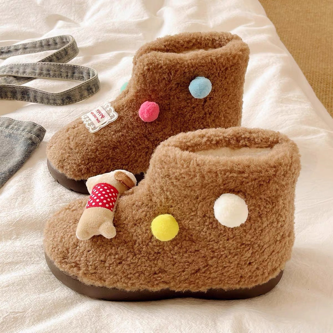 Women's Winter Outdoor Thick-soled Non-slip Plush Warm Cartoon Cotton Boots