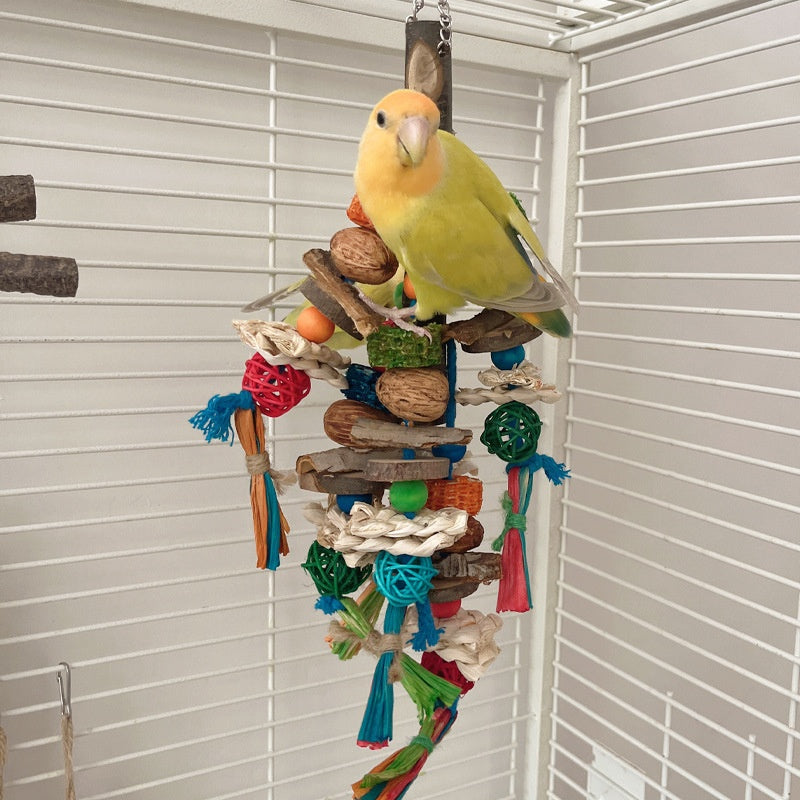 Parrot Toy Bird Decompression Relieving Stuffy Natural Material Tearing Toy Color String Combination