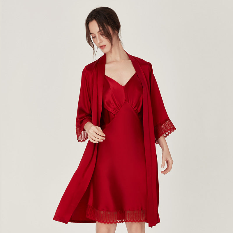 Women's Real Silk Pajamas Sexy Two-piece Set