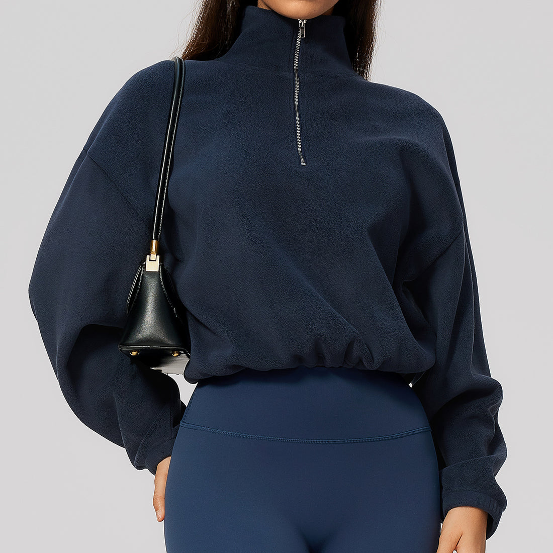 Sports Long Sleeve Stand Collar Contrast Color Loose Leisure Warm Sports Top