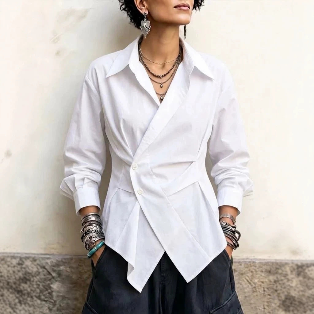 Women's Solid-color Belted Blouse Jacket