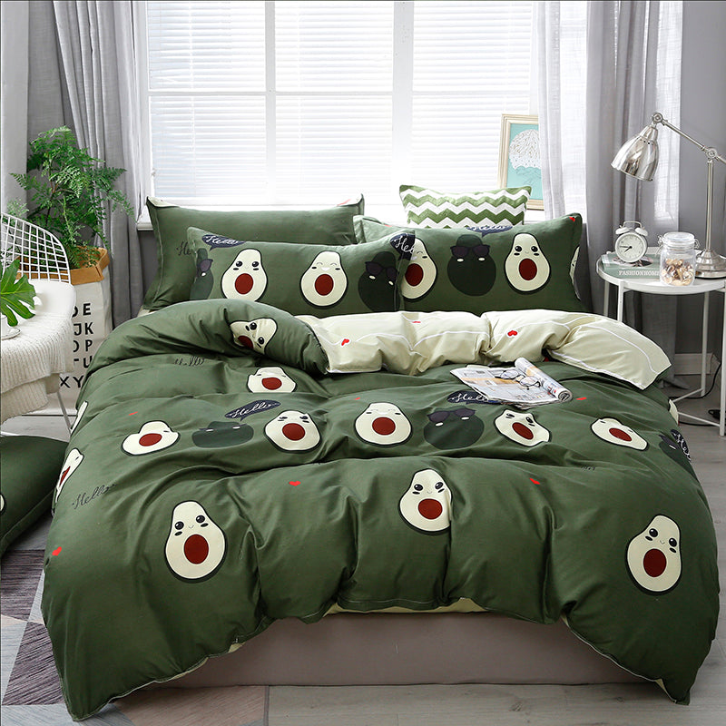 3Pcs Avocado Bedding Sets Fruit Theme Duvet Cover Sets Cute Avocado Quilt Cover Set