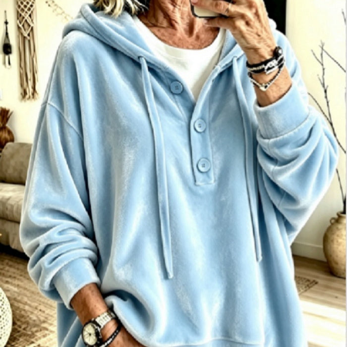 Velvet Long-sleeve Hooded Sweatshirt Women's Top