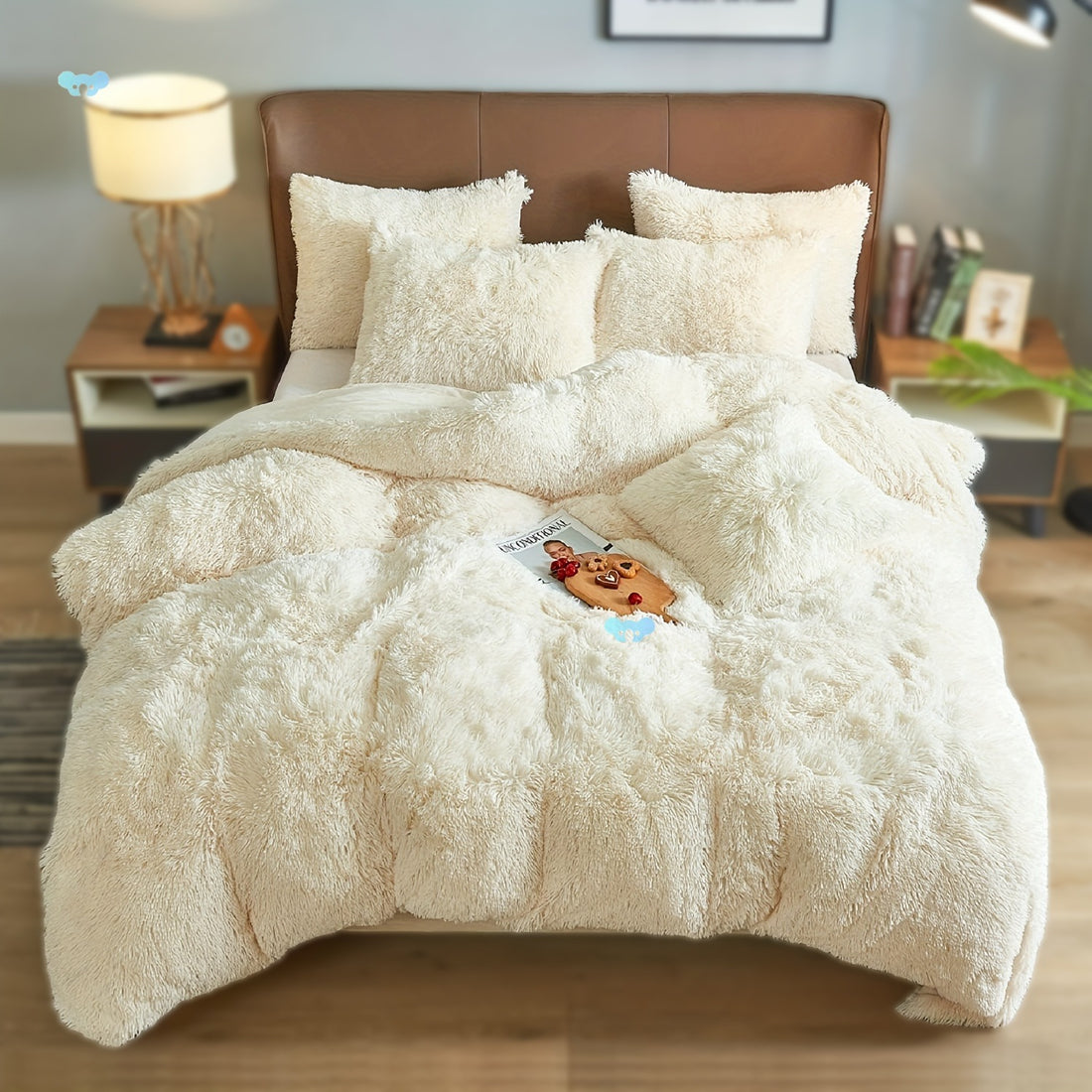 4PCs Plush Duvet Cover Set Luxury Ultra Soft Velvet Duvet