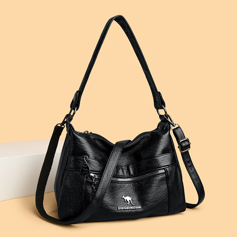 Fashion Niche Genuine Leather Double-sided Kangaroo Shoulder Crossbody Bag