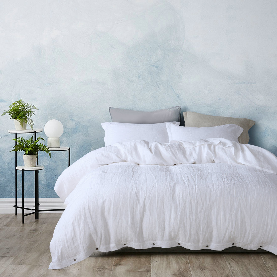 C Solid-color Linen Duvet Cover And Bed Sheet Fitted Sheet Class A Washed Cotton