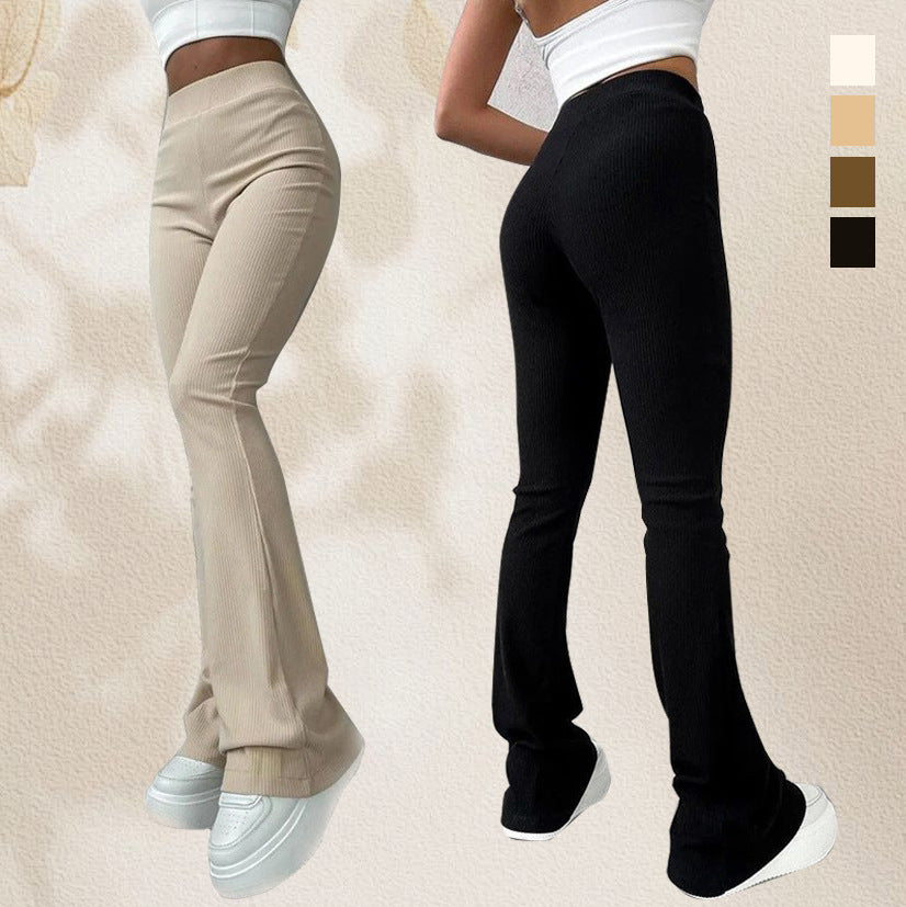 Amazon Cross-Border European And American Clothing 2025 Autum New High-Waisted Slim Fit Versatile Micro-Flared Casual Pants