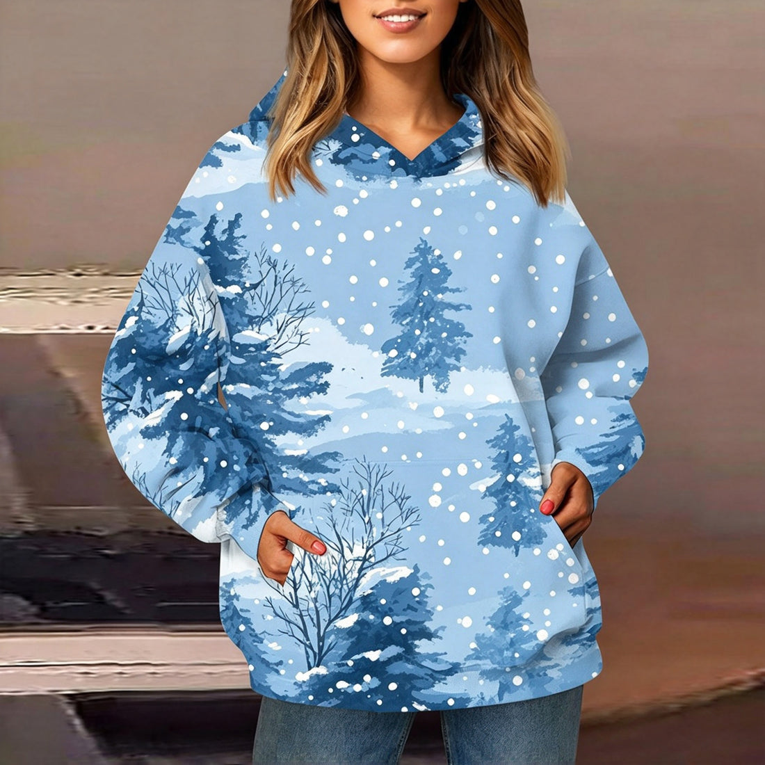European And American Fashion Women's Hooded Sweatshirt Crossborder 3D Digital Stereoscopic Printed Hoodie Casual Versatile Autumn And Winter Coat