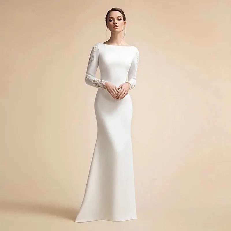 Women's Solid-color Minimalist Long-sleeve High-end Fishtail Dress