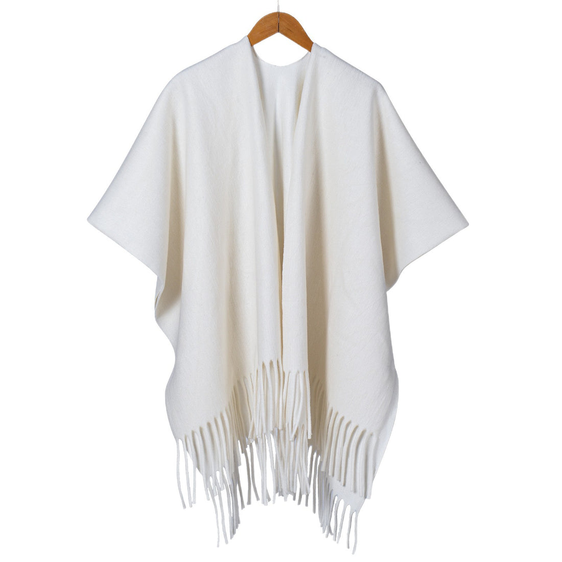 Women's All-Match Solid Color Large Shawl, Thick Tassel Warm Luxury Minimalist Jacquard Poncho Cape For Autumn Winter