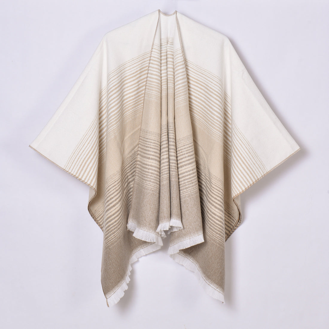 Women's Faux Cashmere Minimalist Gradient Line Split Shawl Poncho