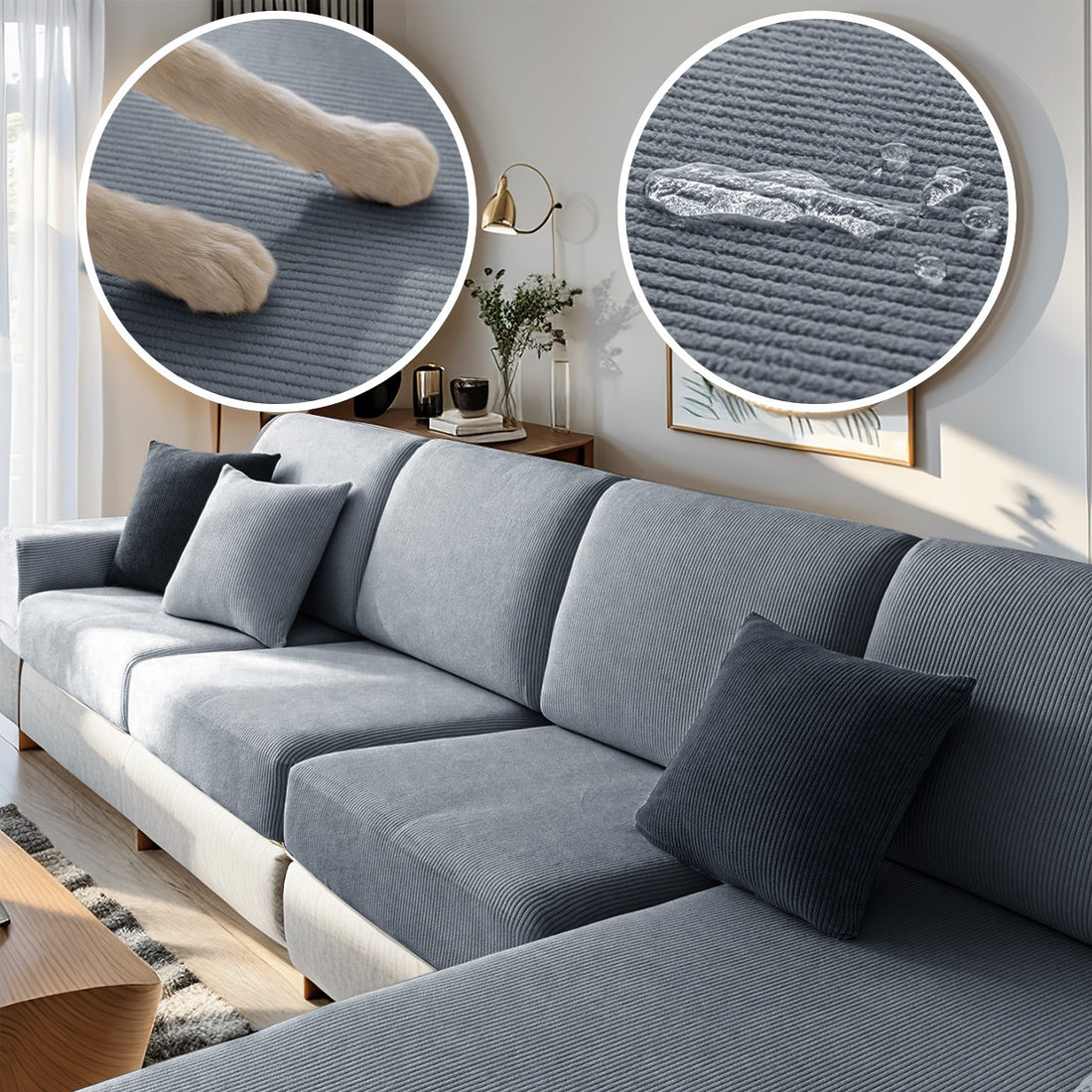 Waterproof Brushed Down-Comforter-Style Velvet Sofa Seat Cover
