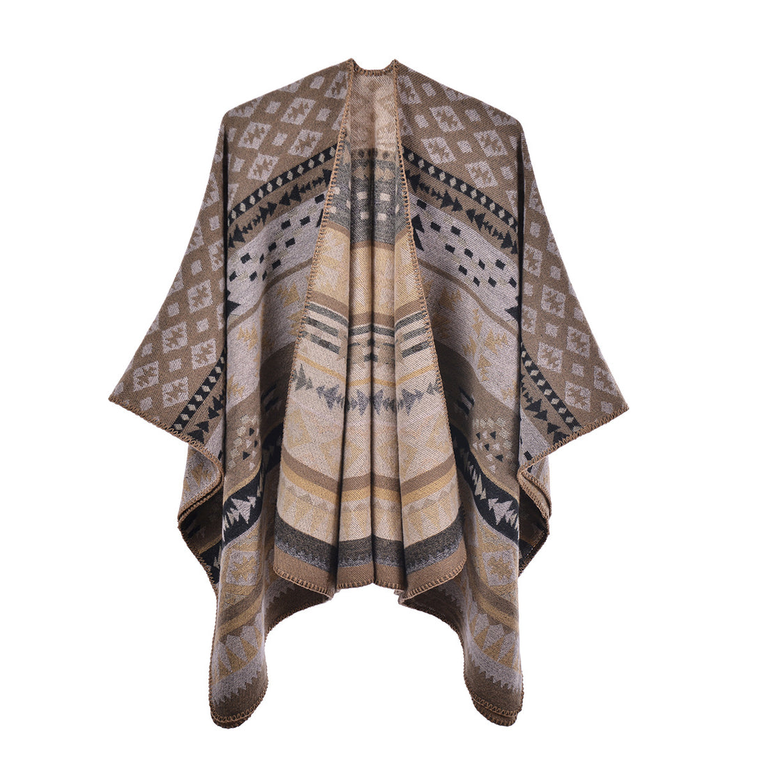 Women's Autumn Winter Knit Split Large Shawl, Warm Outerwear Poncho