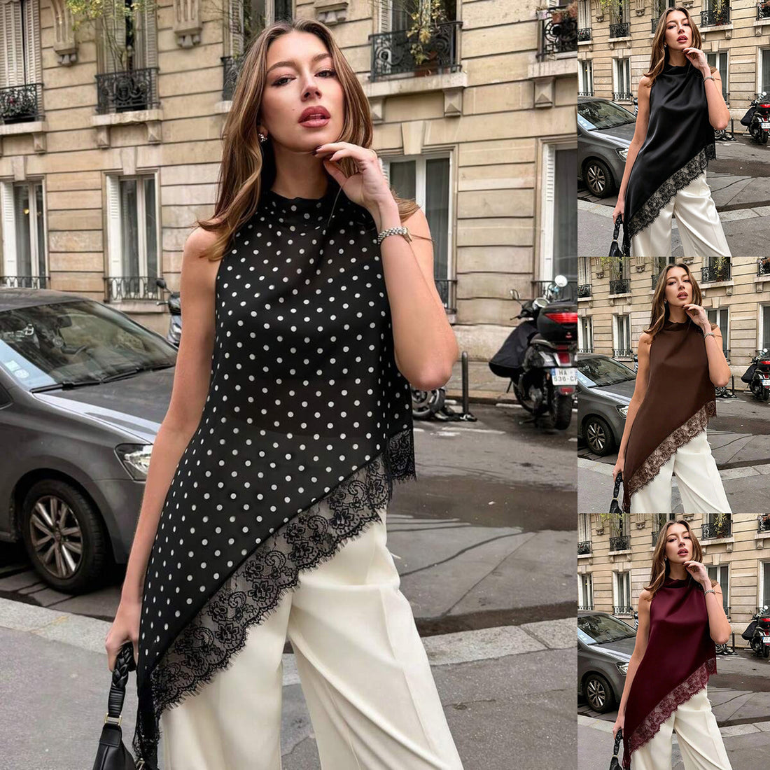 2026 European And American Amazon Cross-Border New Style Summer Elegant Slim-Fit Versatile Sexy Sleeveless Lace Top