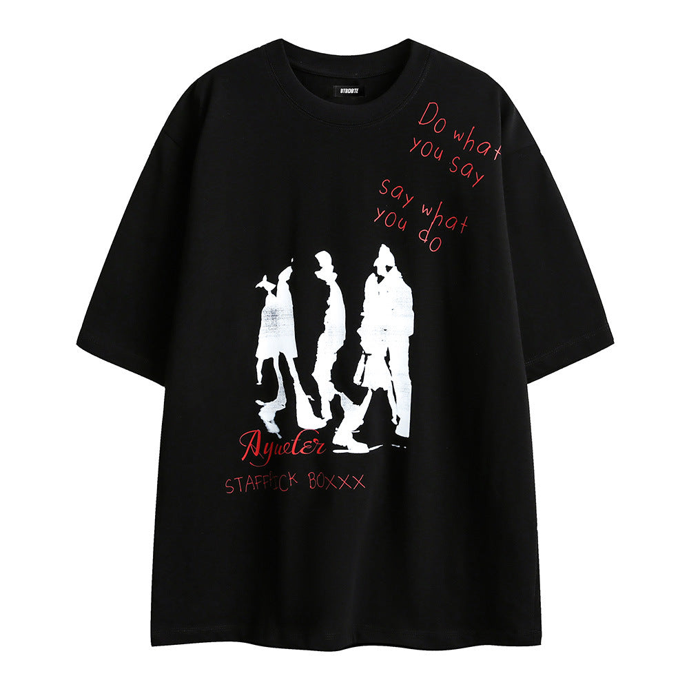 Fashion Letter Print Short-sleeve T-shirt Men