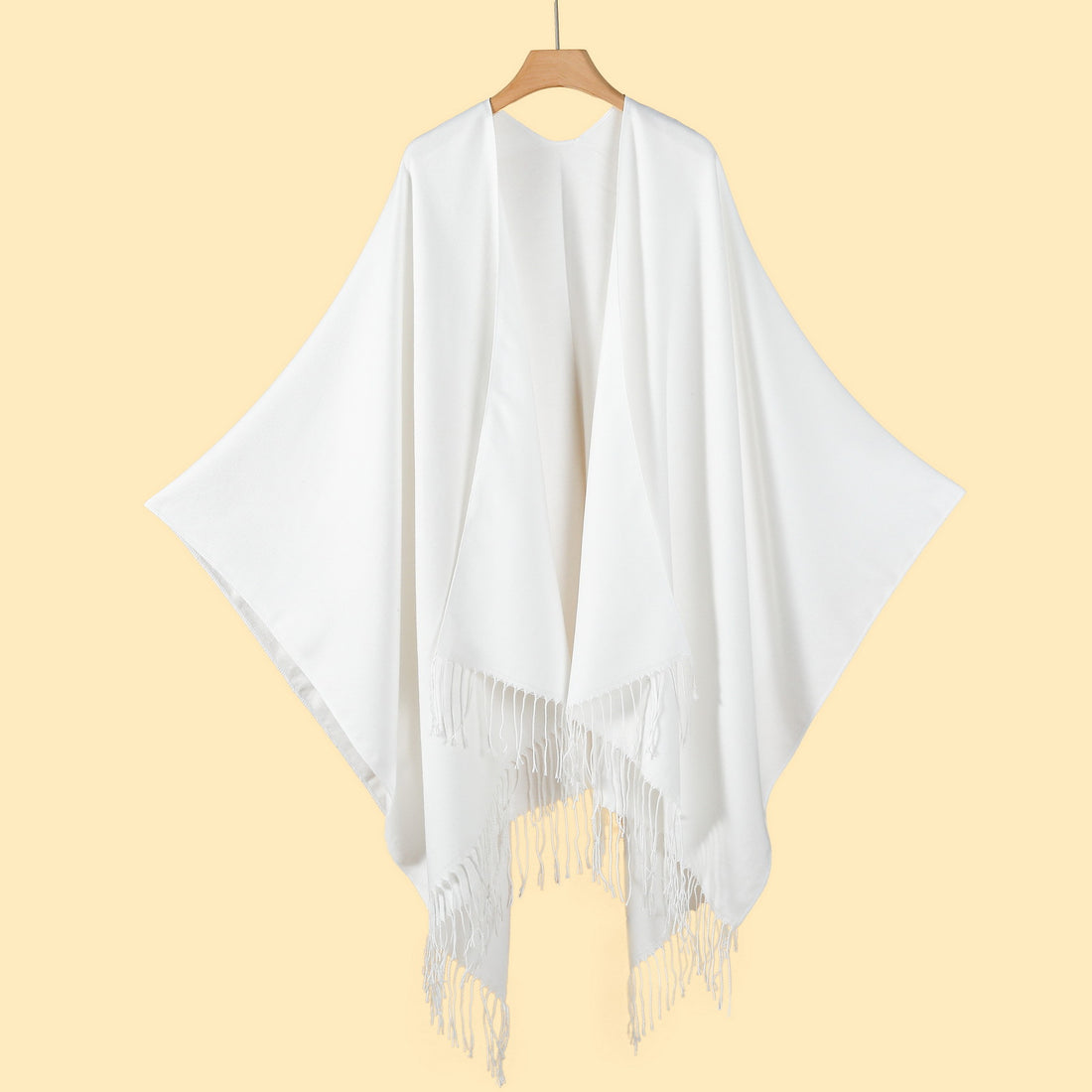 Women's Solid Tassel Large Scarf, All-Match Dual-Use Warm Shawl Poncho Cape For Autumn Winter