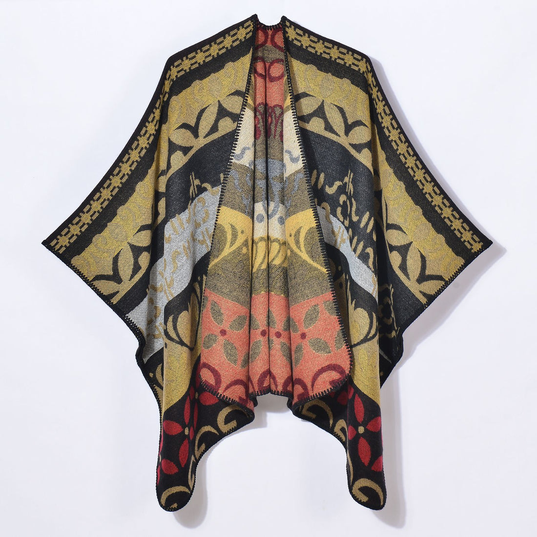 Women's Fashion Minimalist Scarf Shawl, Thick Jacquard Warm Cardigan Outerwear