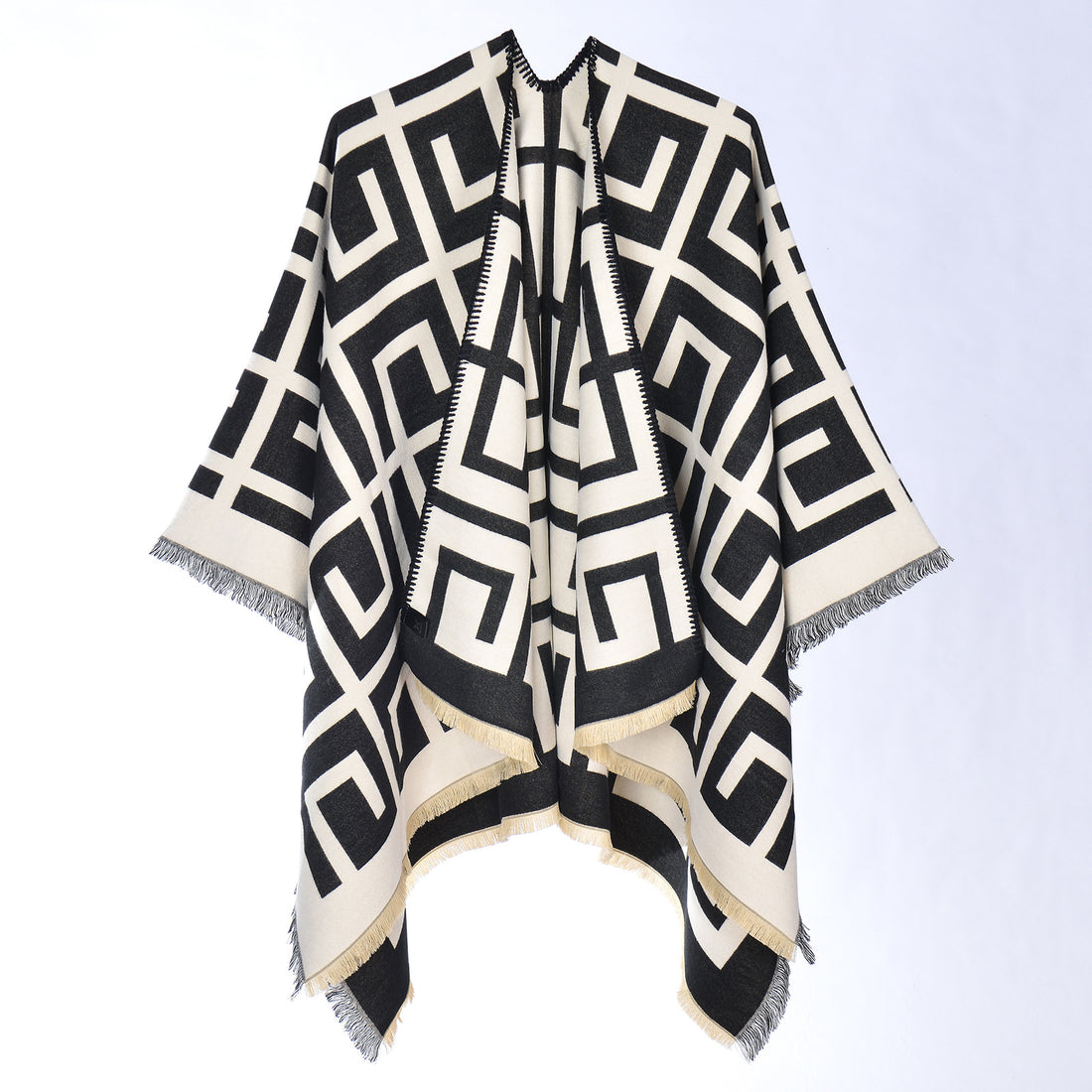 Women's Travel Photo Split Scarf, Faux Cashmere Warm All-Match Pretty Shawl Poncho