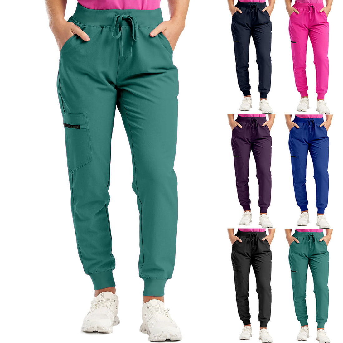 Women's High-Waisted Drawstring Wide-Leg Leggings Overalls With Pockets