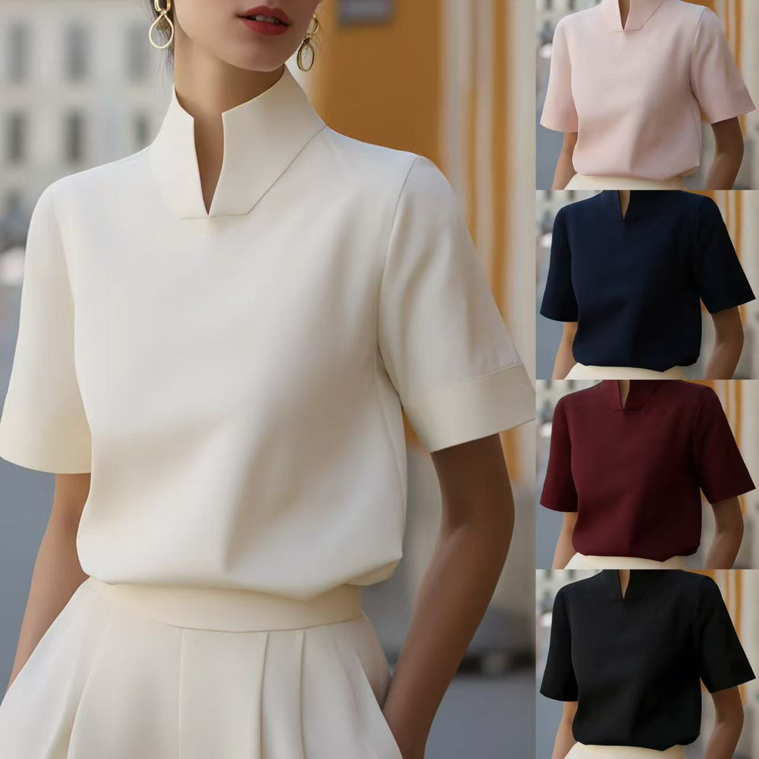 2026 European And American Women's Summer New Chinese-style Stand-collar Shirt, Unique Design, Elegant For Commuting