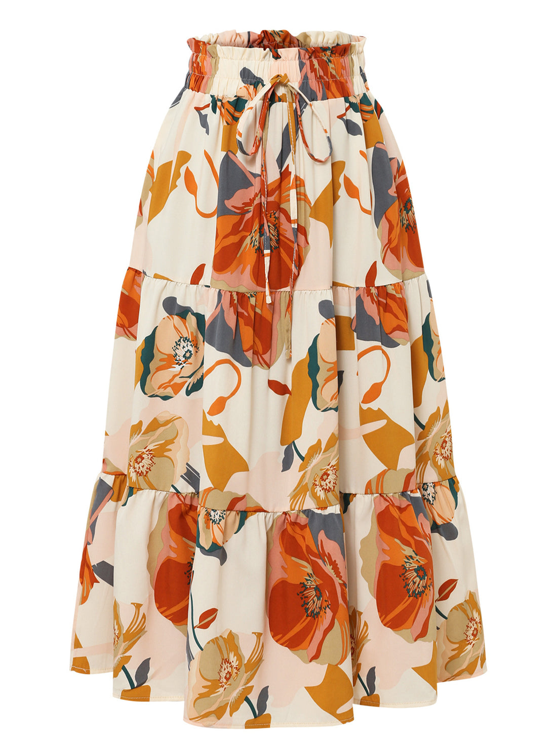 A-Line Skirt Amazon Independent Station European And American Cross-Border Export Pleated Skirt Autumn Floral Print Elastic Waist Skirt