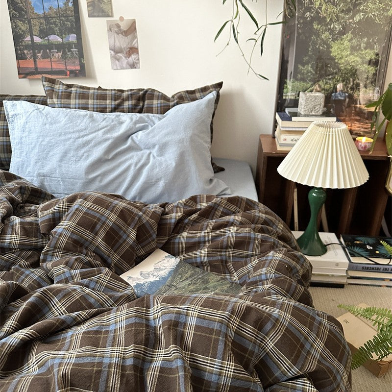 Simple Meilade Washed Cotton Four-Piece Bedding Set Bed Sheet And Duvet Cover Bed Linens