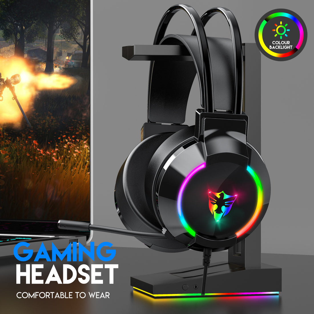 سماعة رأس سلكية للألعاب مخصصة للكمبيوتر