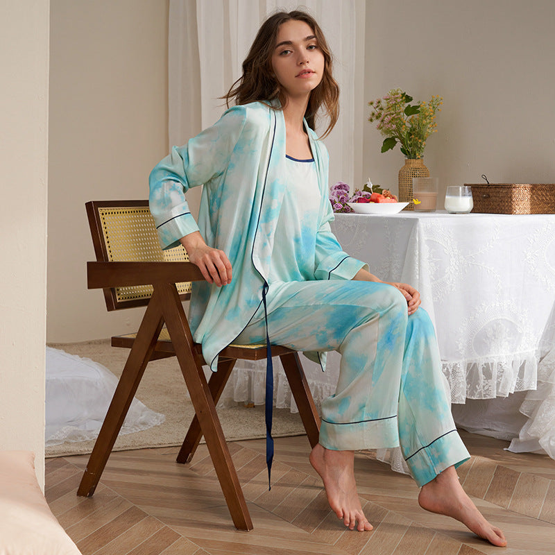 Pajamas Women's New Suspender Trousers Three-piece Set
