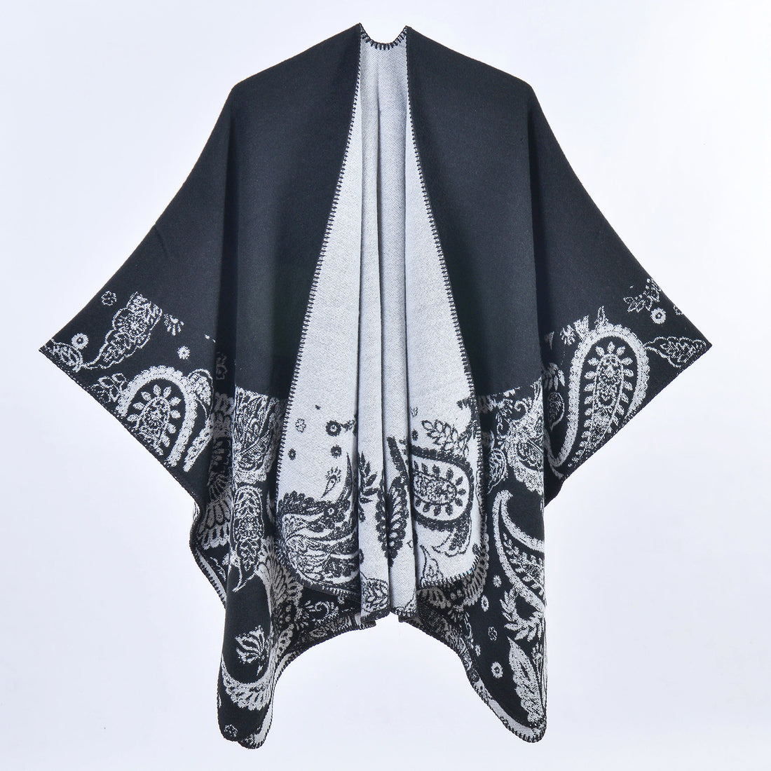 Women's Scarf, Women's Vintage Palace Style Paisley Flower Thick Warm Large Shawl Poncho