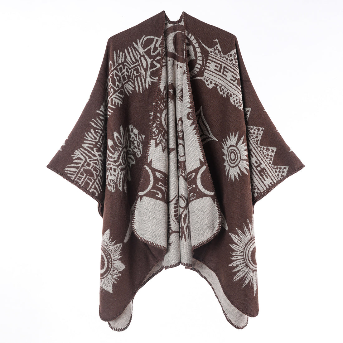 Women's Autumn Winter Faux Cashmere Warm Scarf, High-End All-Match Shawl Poncho Minimalist Thick Knit Shawl