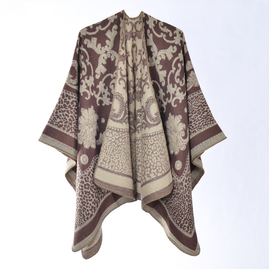 Women's New Season All-Match Leopard Print Autumn Winter Jacquard Shawl Scarf, Faux Cashmere Double-Sided Fashion Warm