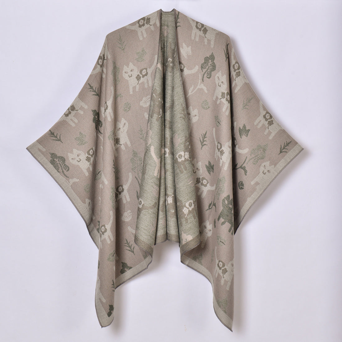 Women's Faux Cashmere Scarf Shawl, Double-Sided Jacquard Cardigan