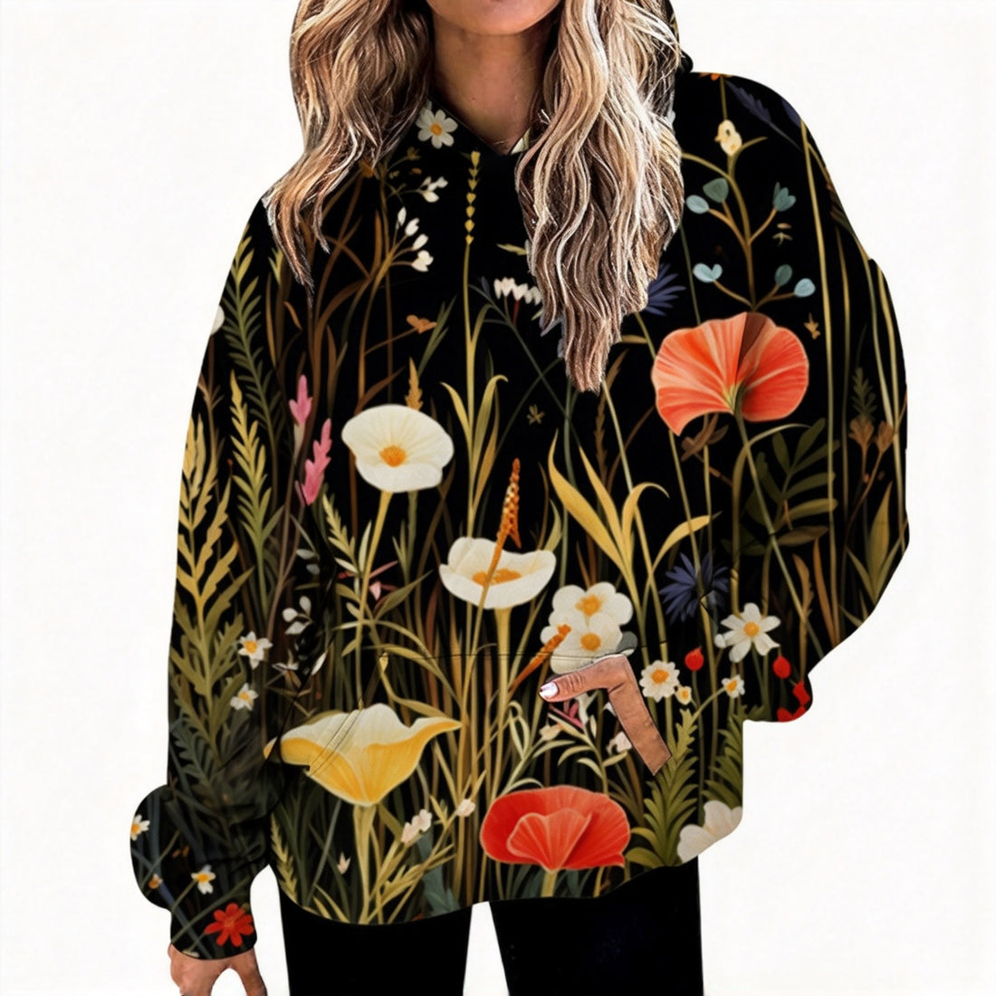European And American Fashion Women's Hooded Sweatshirt Loose Casual Printed Long Sleeve Sweatshirt