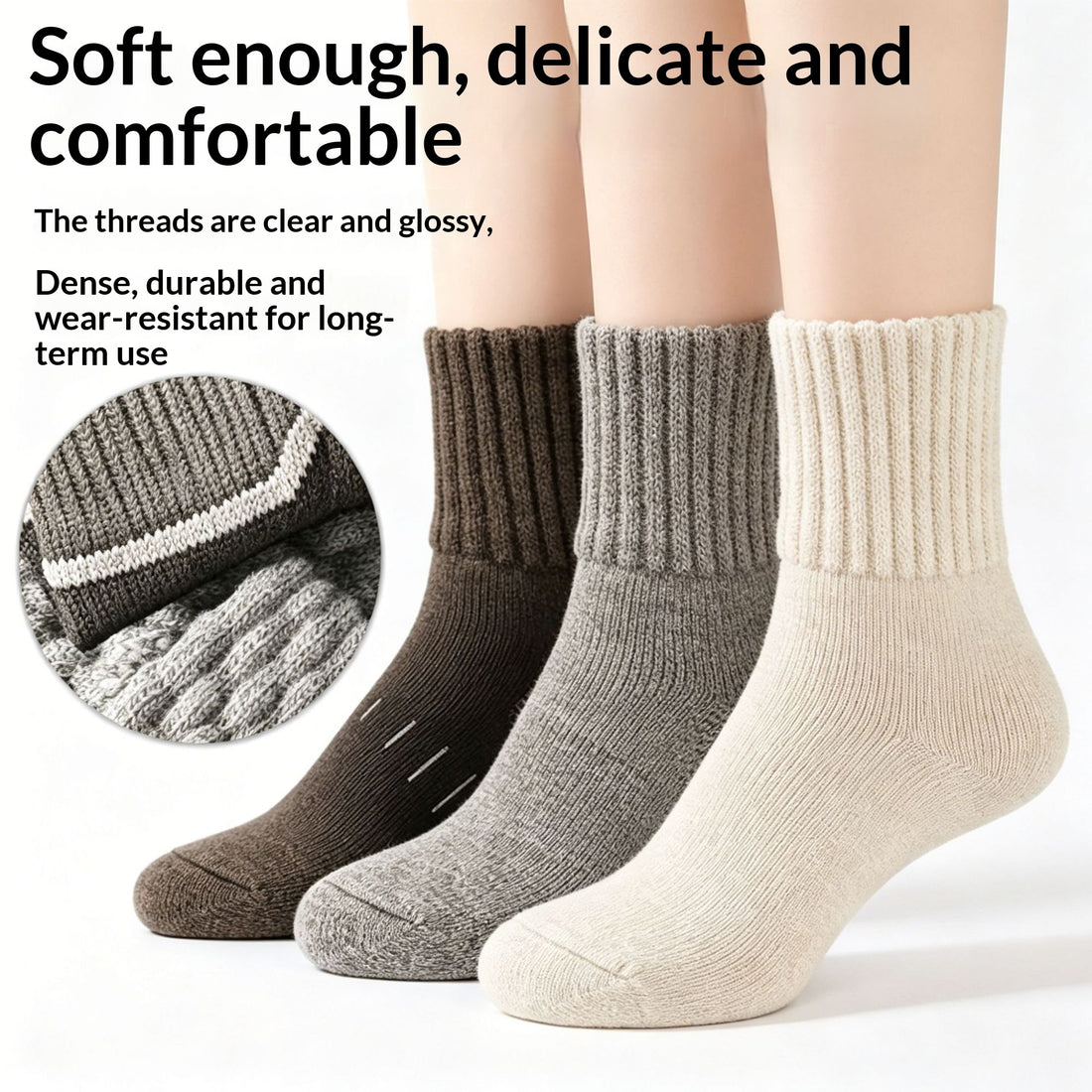 Factory-direct Supply Of Retro Striped Thick Mid-calf Socks