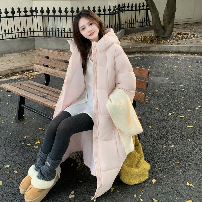 Long Down Women's Loose Cotton Padded Jacket Hooded Cotton-padded Coat