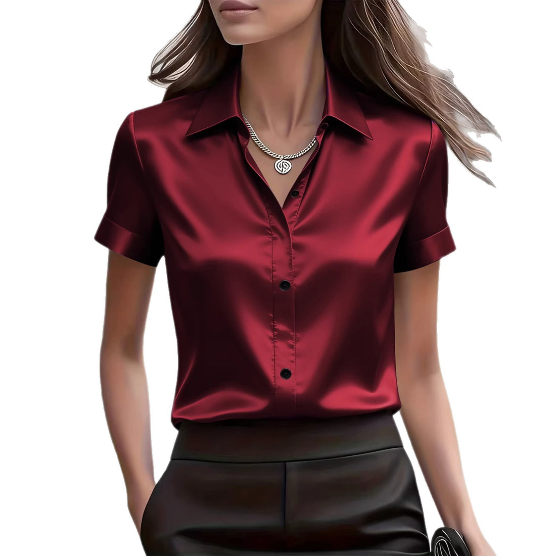 2026 European And American Amazon Independent Site Slim-Fit Satin Elegant Versatile Commuter Shirt For Women