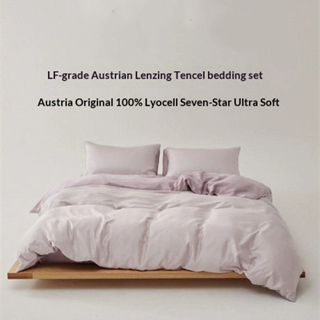 Solid-color Four-piece Bedding Set Lyocell Bed Sheet Duvet Cover And Fitted Sheet