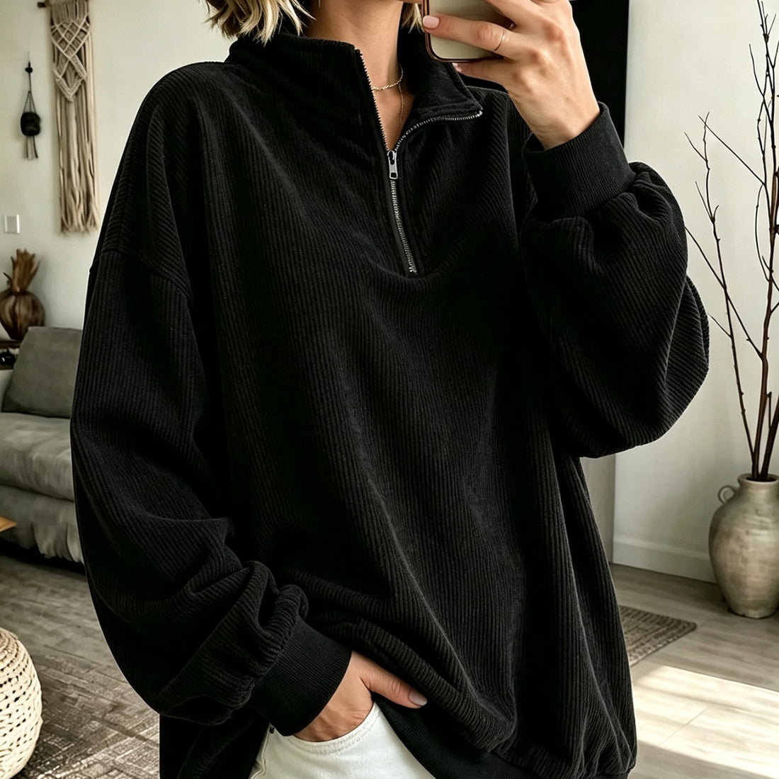Women Leopard Print Half Zip Sweatshirt Long Sleeve Collared Casual Knit Top