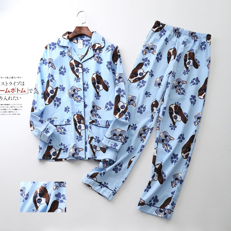 Cartoon Pattern Flannel Confinement Pajamas Suit