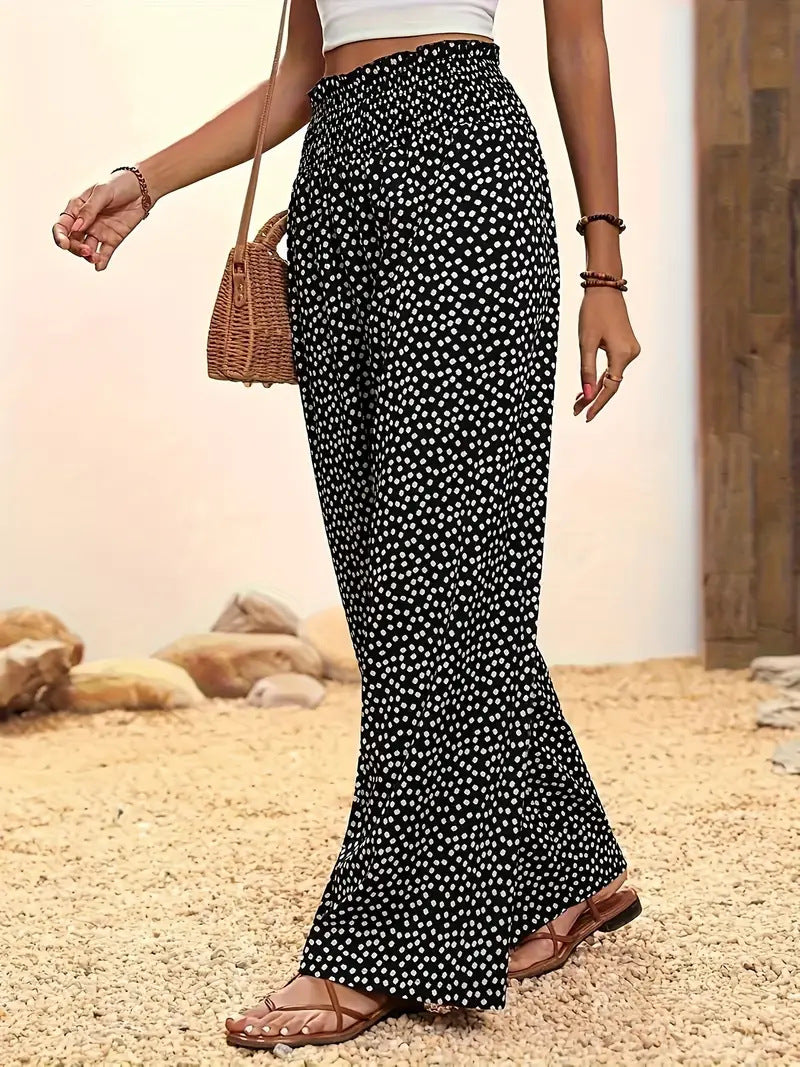 Cross-Border Hot-Selling Printed Loose Spring Summer Casual Elastic Waist Pants Amazon Aliexpress Europe And America