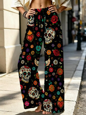 Crossborder 2026 New Amazon European And American Fashion Casual Versatile Comfort Pattern Straightleg Long Pants