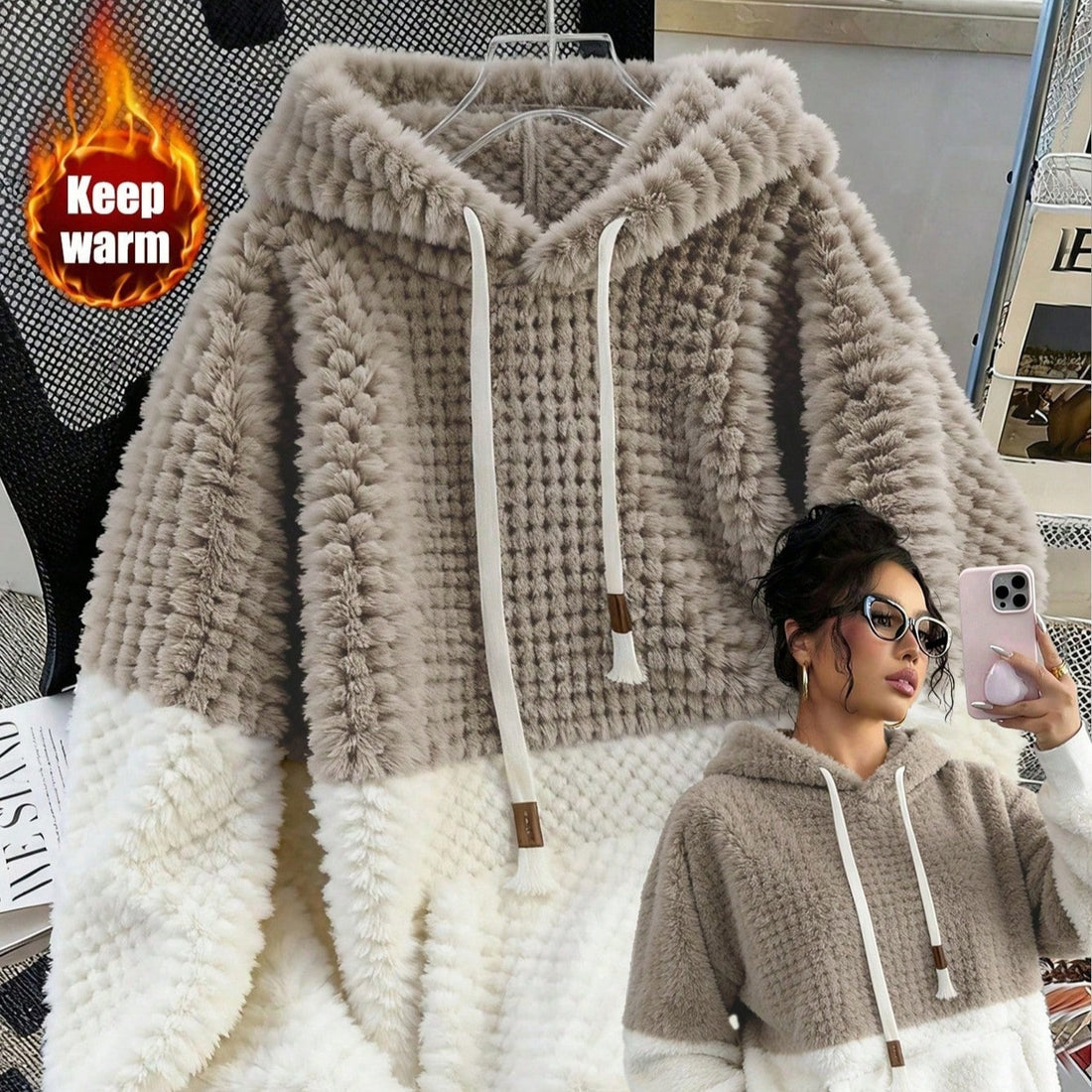 Women's Solid-color Long-sleeve Hooded Sweatshirt European And American Style